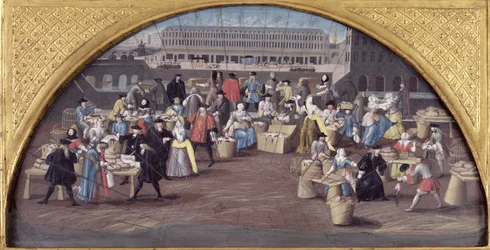 Targ chleba i drobiu na Quai des Grands Augustins, projekt dla fana, ok. 1670